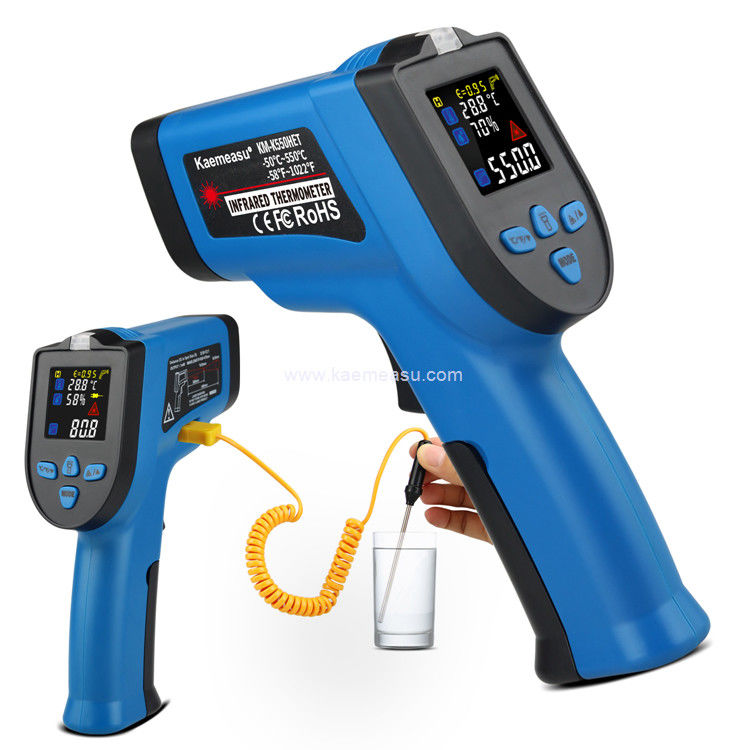 Kaemeasu 550°C kleurenbeeldscherm Touchloze thermometer met K-type thermocouple