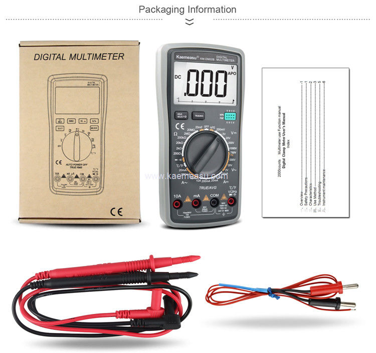 Kaemeasu 02B OEM ODM Elektrische Multimeters Echte RMS Stroomweerstand Capaciteit Spanningsmeter Tester