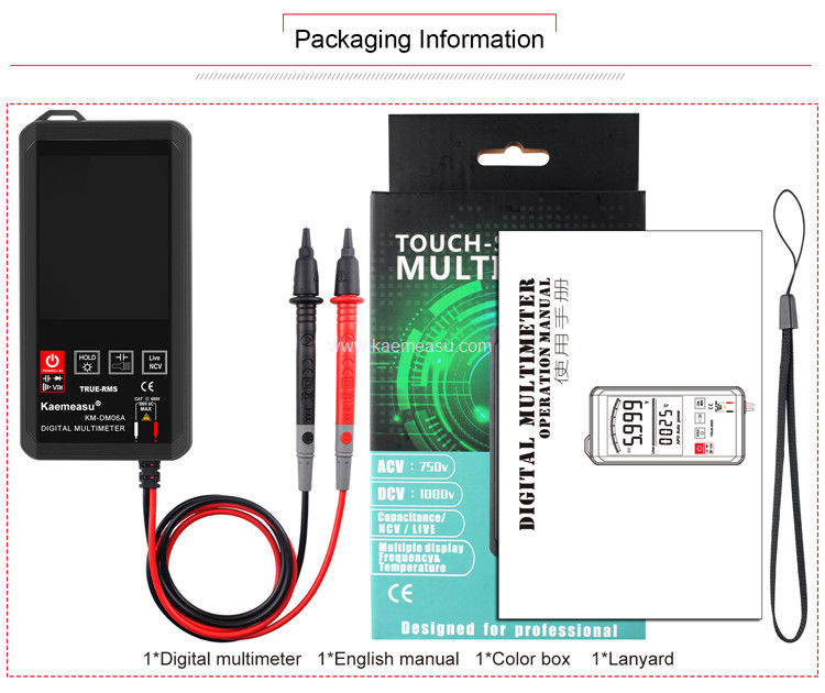 Kaemeasu 06A DC AC Spanningsmeter Mini Pocket Multimetro 2pcs AAA accu aangedreven