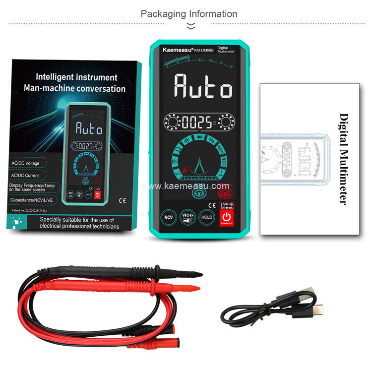 Kaemeasu 08D Voice Control Multimeter Tester Elektrisch Voltmeter NCV Ture RMS Spanning Tester