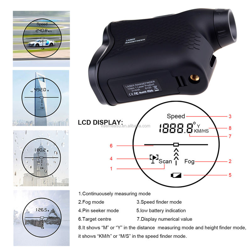 Multifunctieve Golf Jacht Handheld digitale Laser Afstandmeter Outdoor Adventure Telescope Laser Afstandmeter 600m 900m 1200m 1