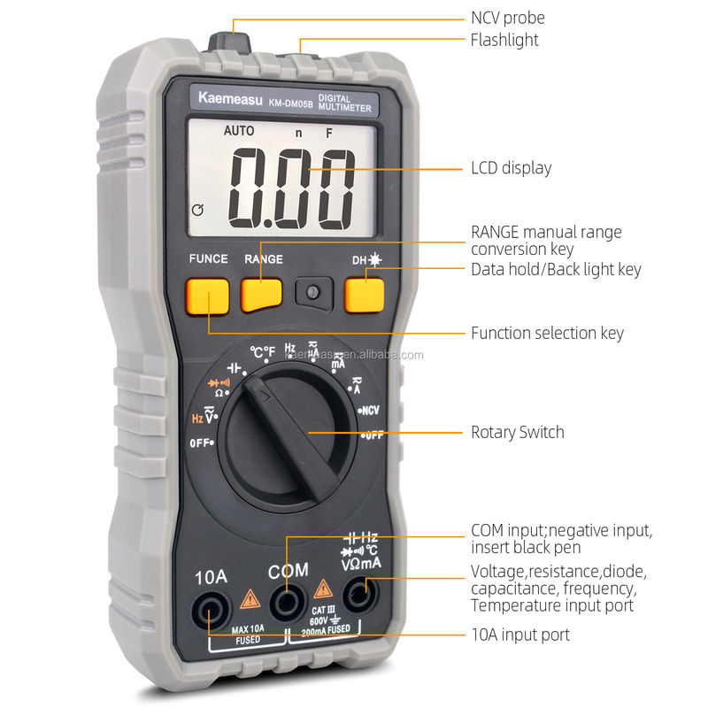 Mini-draagbare multi-tester Spanningstroomweerstand NCV Elektrische slimme digitale multimeter met indicator met lage batterij
