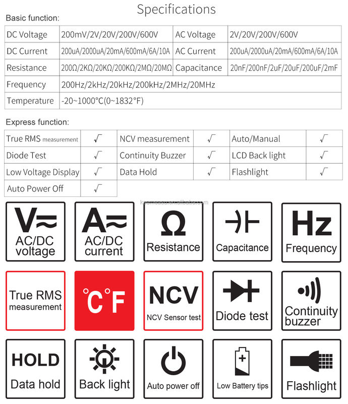 Mini-draagbare multi-tester Spanningstroomweerstand NCV Elektrische slimme digitale multimeter met indicator met lage batterij