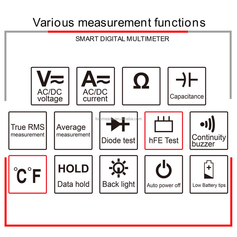 OEM ODM Anti burn Digitale multimeters Clamp meter ture rms batterij diode hFE tester spanningsdetector multimeter te koop