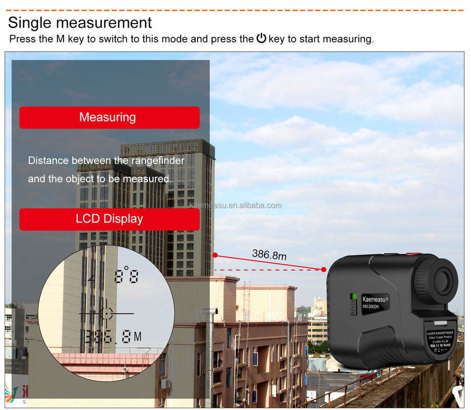 1000m Jachtbereikmeter Snelheidsmeting hellingsomvang Laser Afstandmeter Telescoop Laserbereikmeter