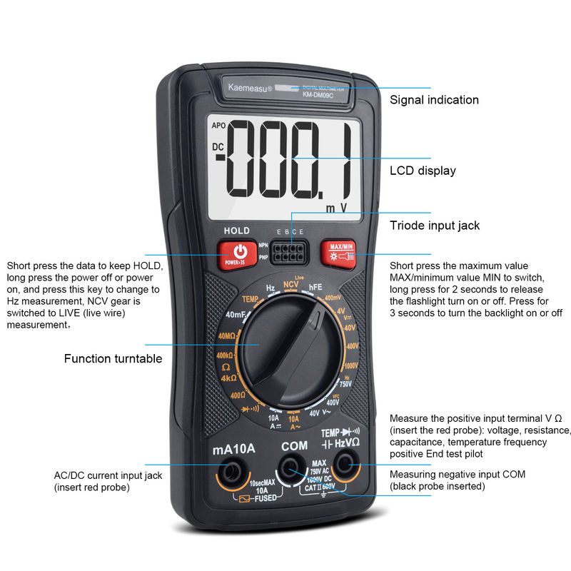 Stroomspanning Multimeter Aanpassen Professionele NCV Niet-contactmeting Slimme Multimeter LCD-scherm Digitale Multimeters