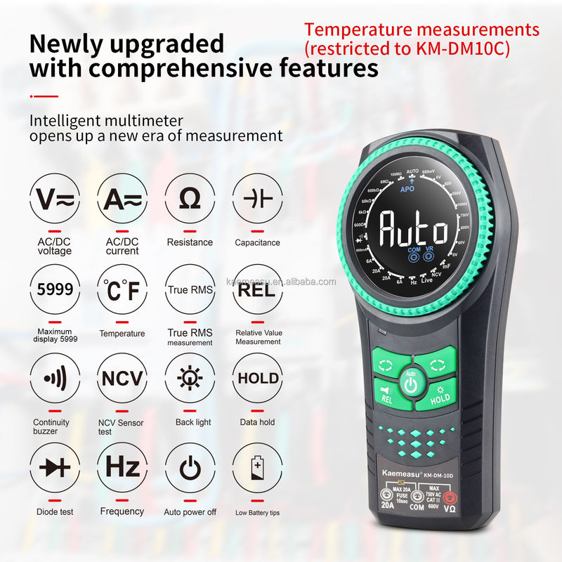 Smart Multimeter Spanningsmeters Detector Multimeter Digitale Multimeters Smart Rotary Knob -20-50C Max. DC-stroom 20mA