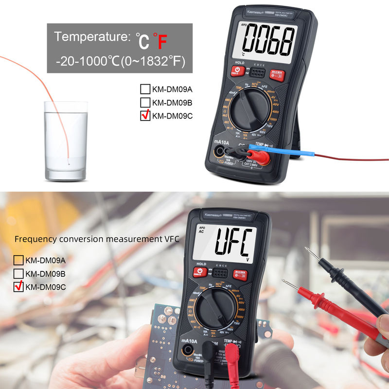 Multifunctionele digitale mini-multimeter voor het meten van weerstand en continuïteit 200mV-1000V 40-40mF