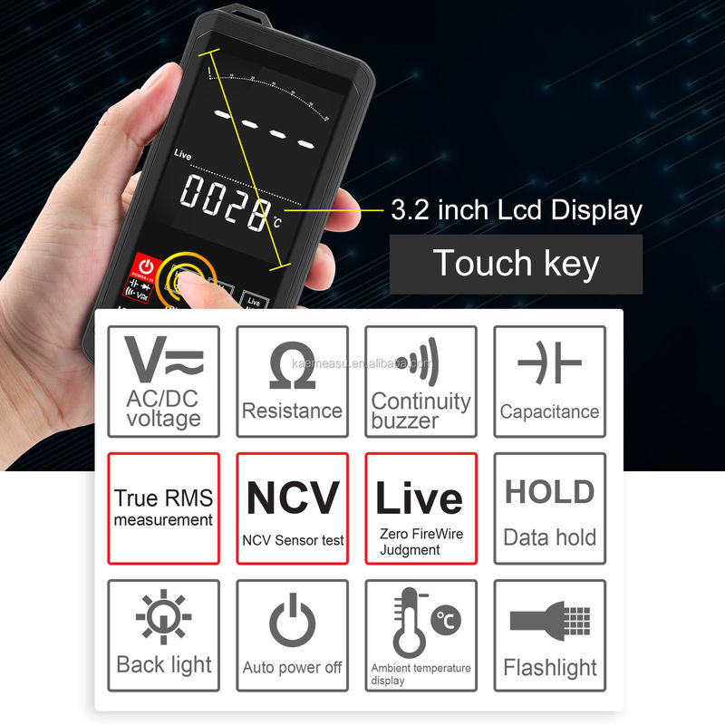 EBTN Display Touch Digitale Multimeter 6000 Count Digitale Multimeter Ncv Functie Neutrale Live Wire Test Digitale Multimeter