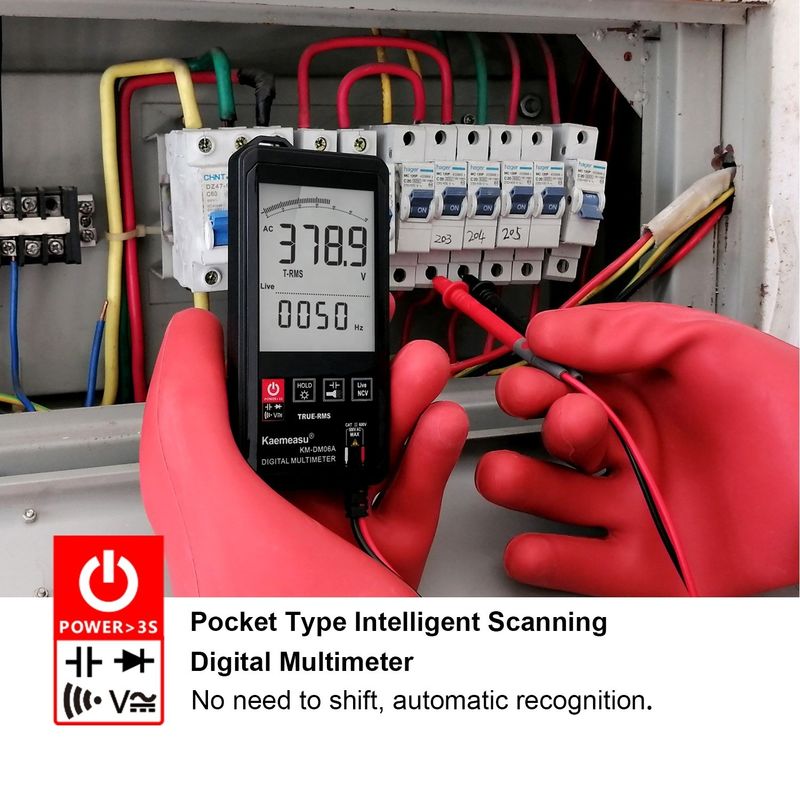 Grote scherm Auto Ranging Touch Digitale Multimeter True RMS Digitale Multimeter AC DC Spanning Mini Pocket Multimeter