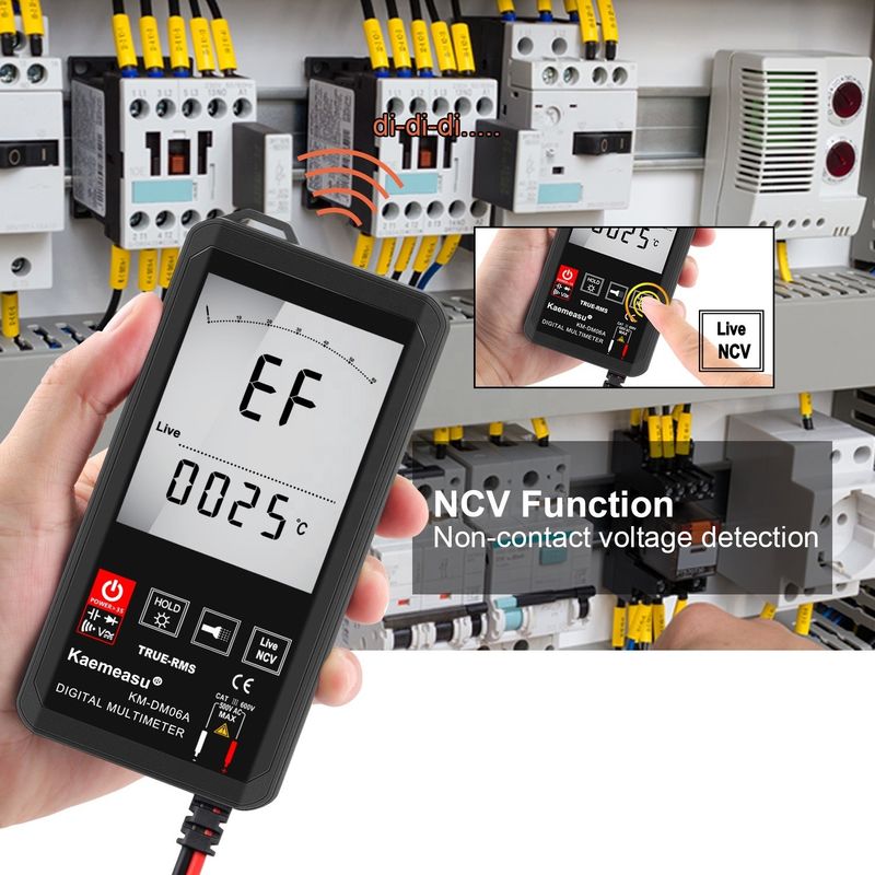 Grote scherm Auto Ranging Touch Digitale Multimeter True RMS Digitale Multimeter AC DC Spanning Mini Pocket Multimeter