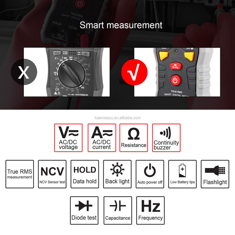 Kaemeasu Draagbare Smart Digital Multimeter DC AC Auto Range Digital Multimeter Live Naught Draadlijn Test Digitale Multimeter