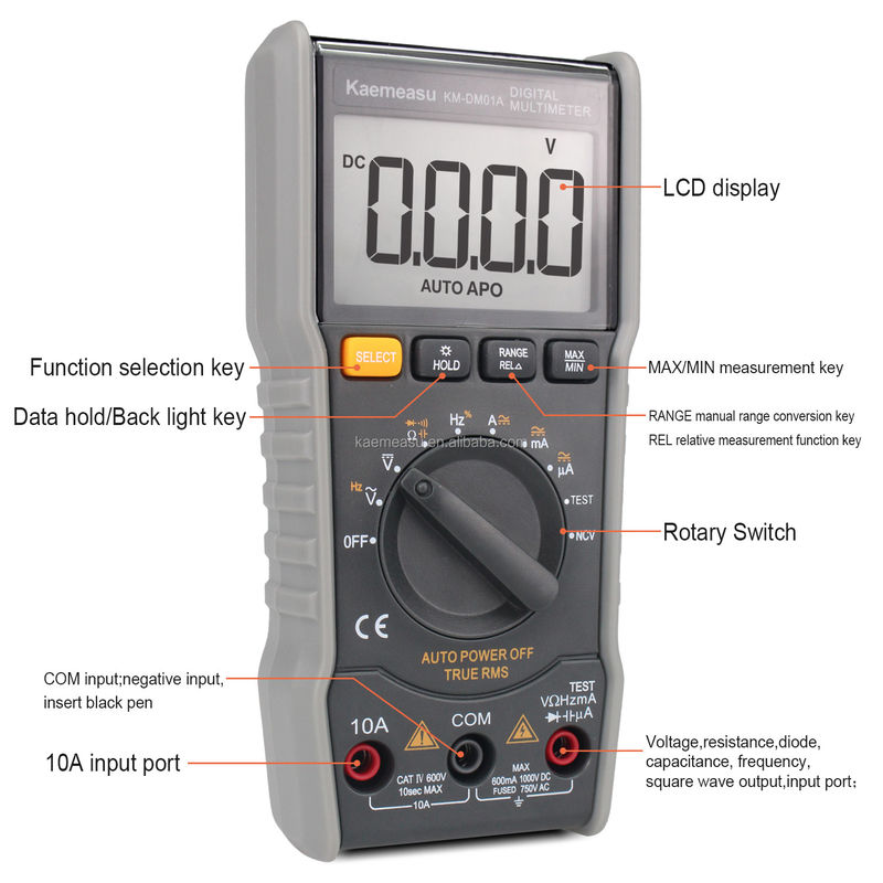 OEM ODM Anti-Burn Multitester DC/AC NCV-meting Vierkantgolfuitgang True-rms automatisch bereik Digitale multimeters
