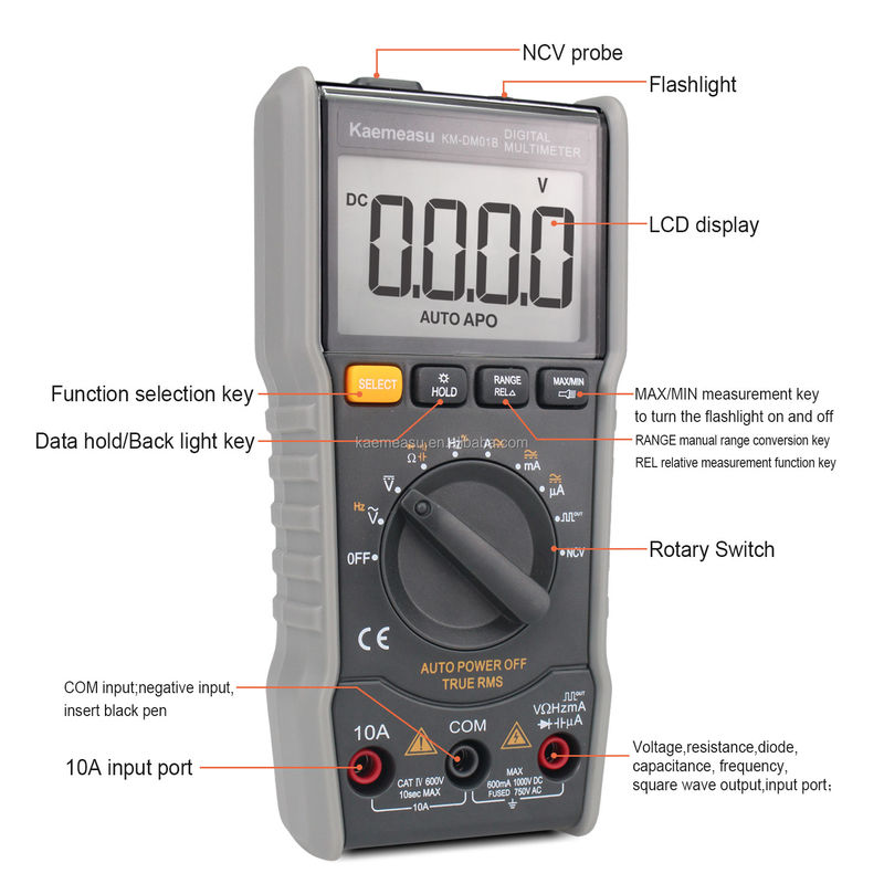 OEM ODM Anti-Burn Multitester DC/AC NCV-meting Vierkantgolfuitgang True-rms automatisch bereik Digitale multimeters