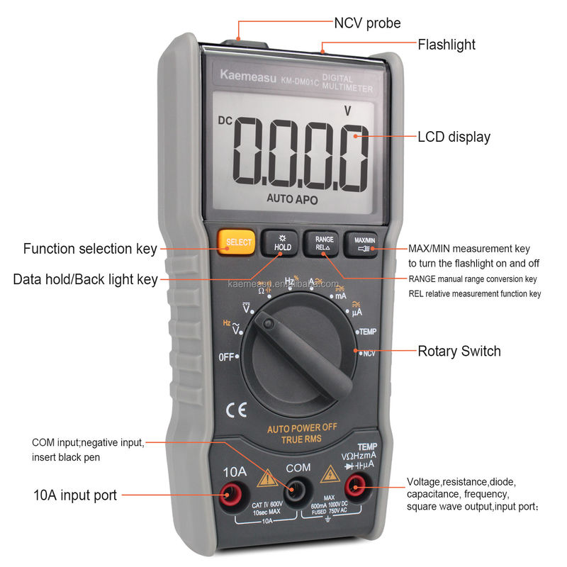 OEM ODM Anti-Burn Multitester DC/AC NCV-meting Vierkantgolfuitgang True-rms automatisch bereik Digitale multimeters