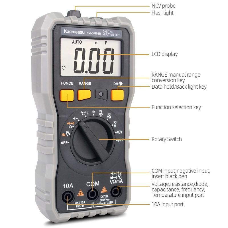 Auto Range Lcd Display elektrische Multi Tester T-rms NCV Car Measure Bench Digitale Multimeters met Probe