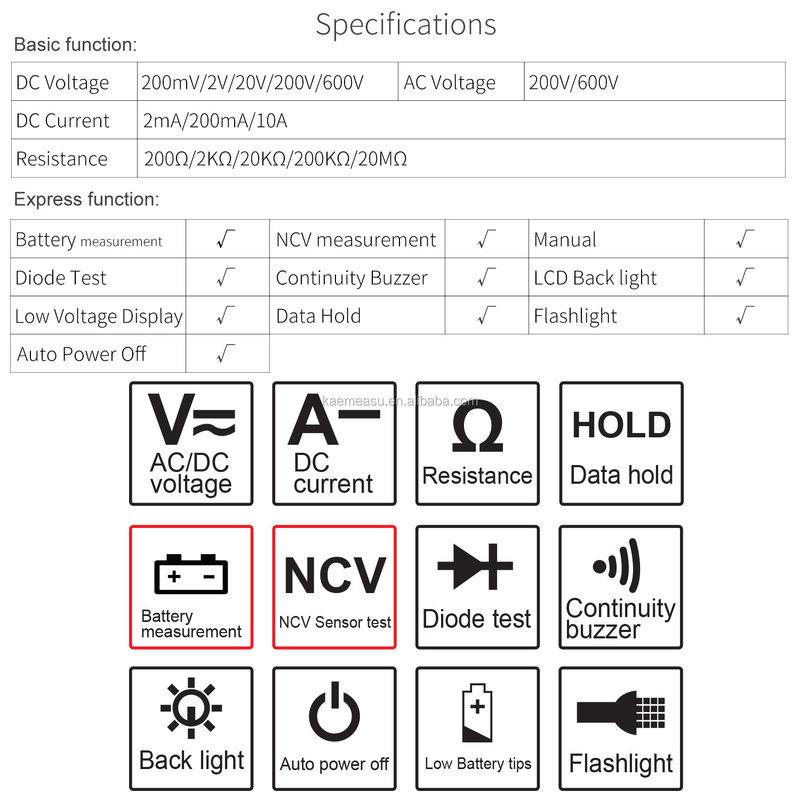 Pocket Multifunctionele elektricien Universele meter Reparatie gereedschap Spanning stroom weerstand tester NCV Digitale Multimeter