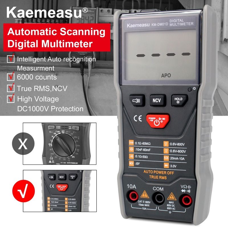 Automatisch bereik Smart Measurement elektricien 6000 tellen Bank Digitale Multimeters Met Ncv T-rms functie
