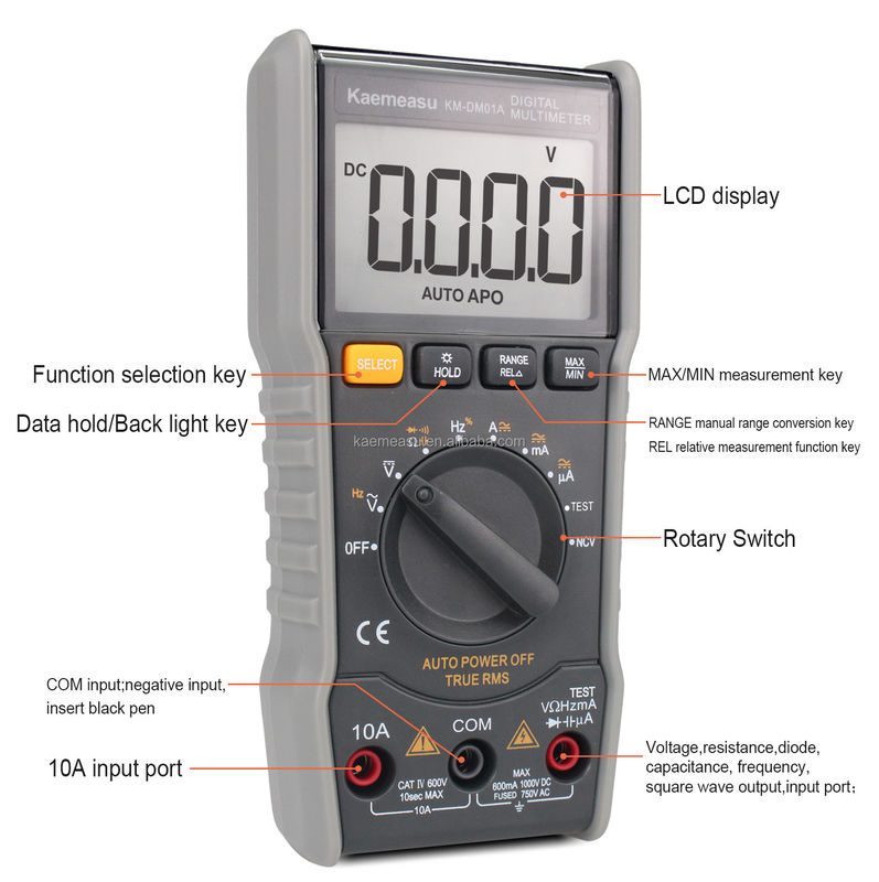 6000 Tellen DC/AC Capaciteit Weerstand NCV T-RMS Live draad/null draad Digital Multimeter