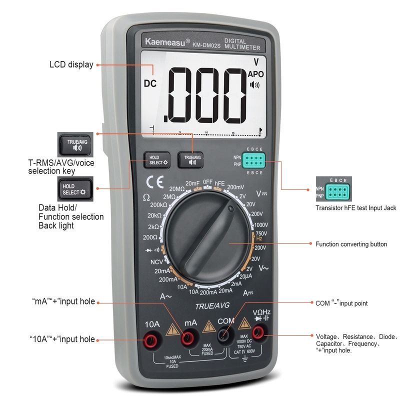 Intelligente Voice Multitester Automatisch bereik Multifunctionele laboratoriumapparatuur Resistor Tester Digitale Multimeter