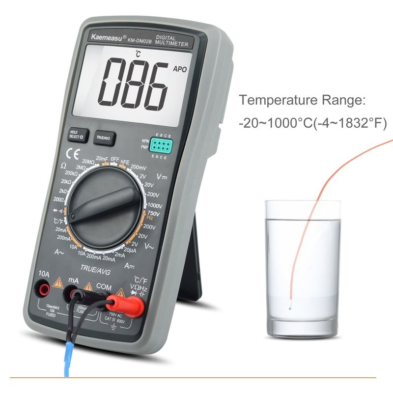 Digitale Multimeter DC AC True RMS 1000V Elektronische Multitester Anti Burn Automatische Multimeter met Temperatuursonde