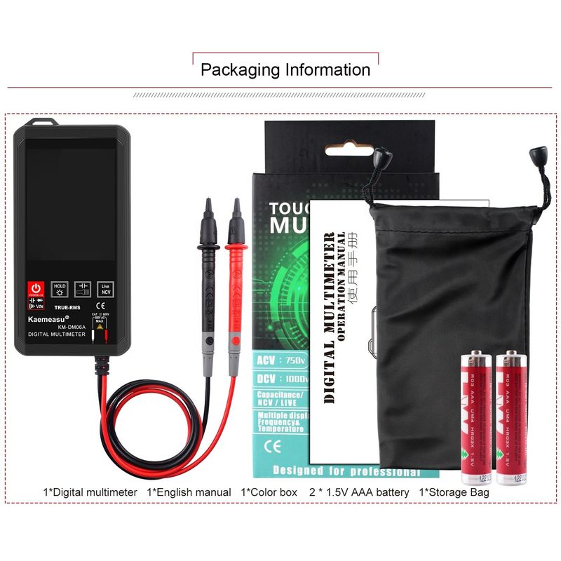 Kaemeasu Pocket Electronic Repair Tools Mini Touch Digitale Multimeter 6000 tel Kleur Groot scherm Mini Touch Digitale Multimeter