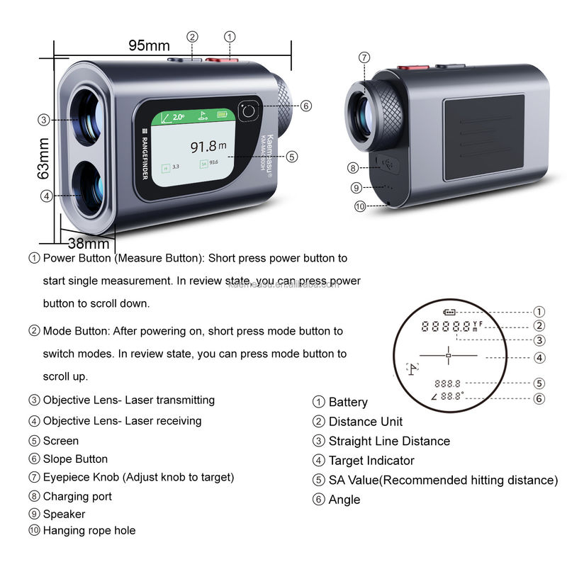 800m Multi Function Laser Measuring Tool Afstandsmeter Afstandsmeter 6.5X Elektronische bandmeting Hoogteprecisie voor ingenieurs