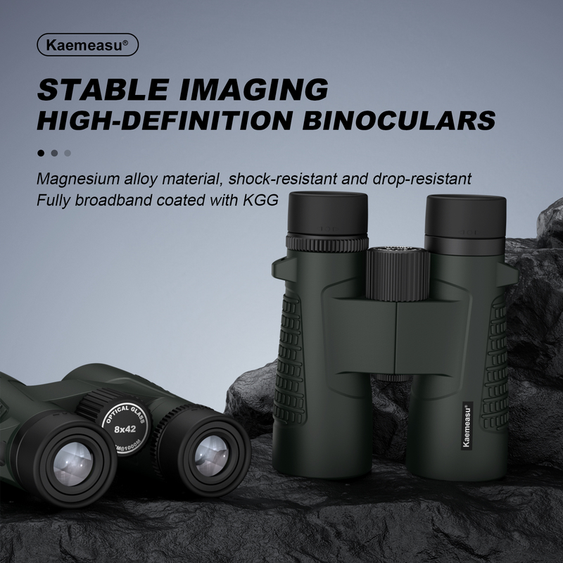 Kaemeasu C Model Groen Kleur 10x42 HD Waterdichte verrekijker voor volwassenen, verrekijker voor vogelkijken en wandelen, optica met BAK4 prisma, schokbestendig magnesium legering lichaam, helder en helder zicht