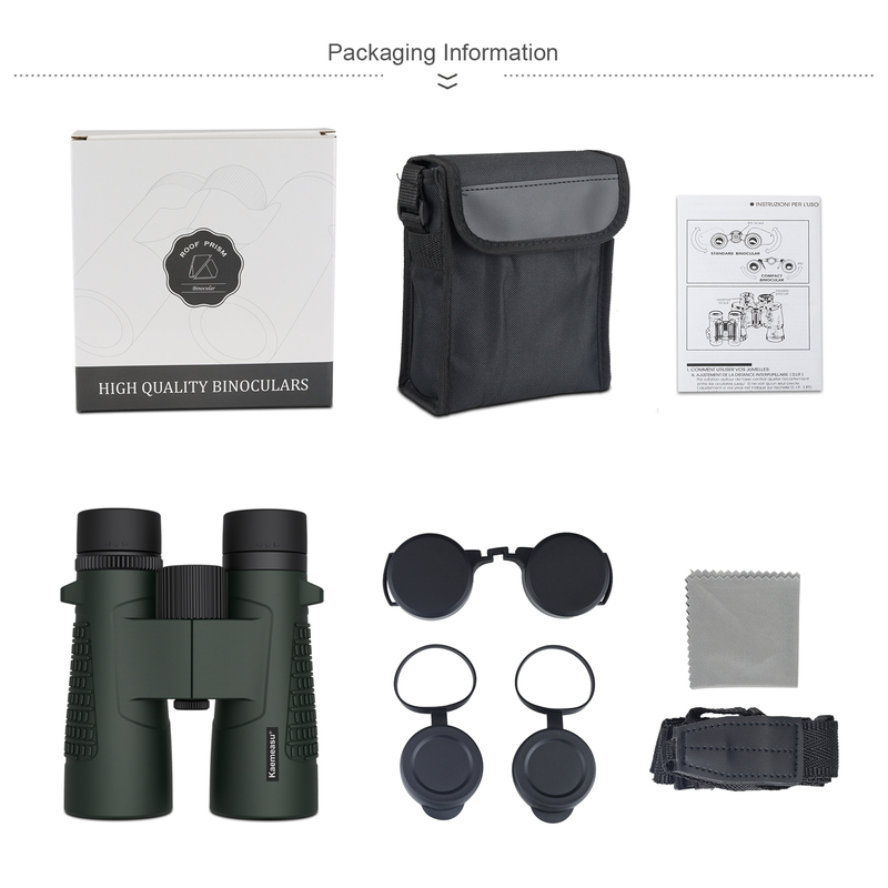 Kaemeasu C Model Groen Kleur 10x42 HD Waterdichte verrekijker voor volwassenen, verrekijker voor vogelkijken en wandelen, optica met BAK4 prisma, schokbestendig magnesium legering lichaam, helder en helder zicht